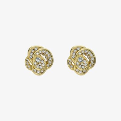 Ted Baker Florine Gold Tone Cubic Zirconia Flower Stud Earrings TBJ3848-02-02