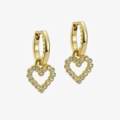 Ted Baker Amora Gold Tone Cubic Zirconioa Halo Heart Huggies Hoop Earrings TBJ3835-02-02