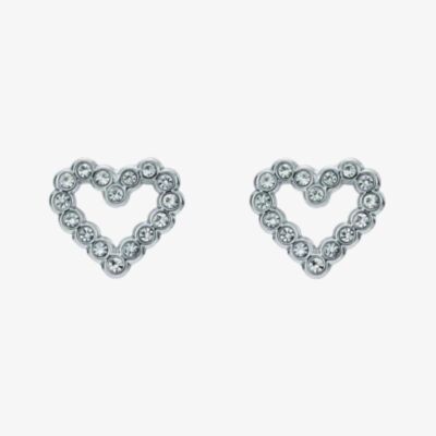 Ted Baker Amorina Silver Tone Cubic Zircona Halo Heart Stud Earrings TBJ3834-01-02