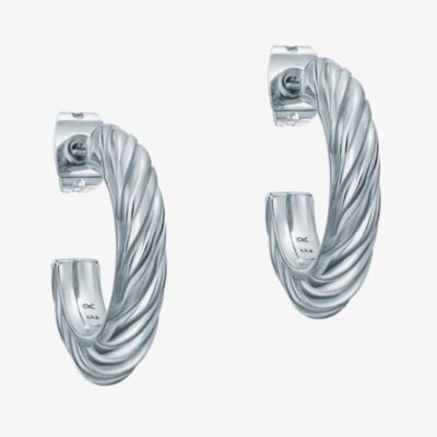 Ted Baker MELANIE Silver Tone Plated Twist Hoop Earrings TBJ4186-01-03