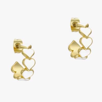 Ted Baker HANNAH Gold Tone Plated White Enamel Heart Hoop Earrings TBJ4207-02-08