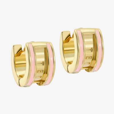 Ted Baker ROLO Gold Tone Plated Pink Enamel Roll Huggie Hoop Earrings TBJ4162-02-56