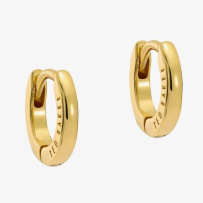 Ted Baker CRISETE Gold Tone Plated Logo Huggie Hoop Earrings TBJ3745-02-03