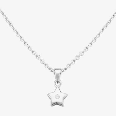 Fleur Kids Sterling Silver Cubic Zirconia Star Pendant Necklace AZP046904