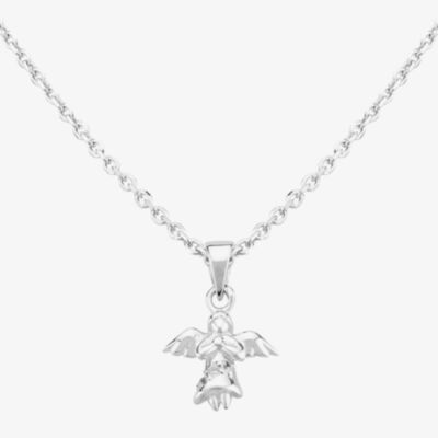 Fleur Kids Sterling Silver Angel Pendant Necklace AZP042304