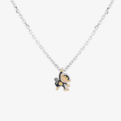 Fleur Kids Sterling Silver & Enamel Reuben the Monkey Necklace THB000904