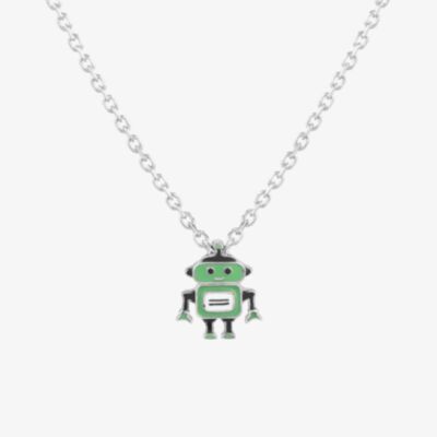 Fleur Kids Sterling Silver & Enamel Rusty the Robot Necklace THB001004
