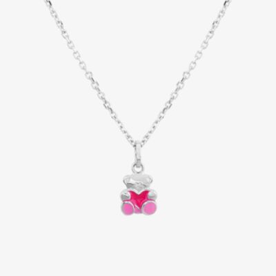 Fleur Kids Sterling Silver & Enamel Teddy Bear Necklace THB001304
