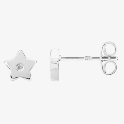 Fleur Kids Sterling Silver Cubic Zirconia Star Stud Earrings AZE046904