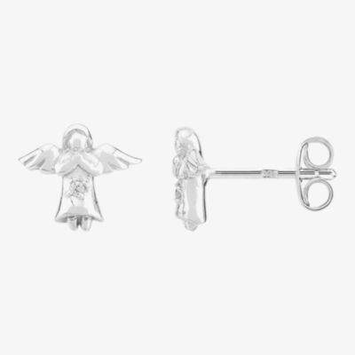 Fleur Kids Sterling Silver Angel Stud Earrings AZE042304