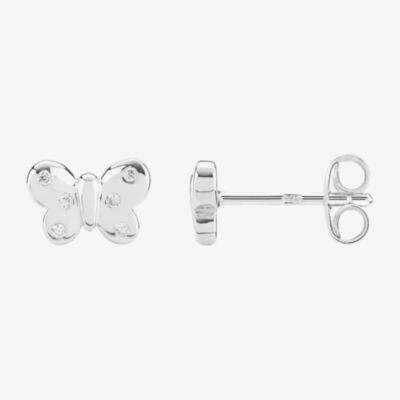 Fleur Kids Sterling Silver Cubic Zirconia Butterfly Stud Earrings AZE267804