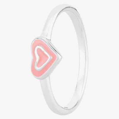 Fleur Kids Sterling Silver Pink Enamel Heart Ring AZR100004 