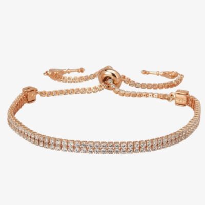 Isabella Verona Rose Gold Tone Double Row Cubic Zirconia Toggle Bracelet SBMBSRG16XXXA0-R