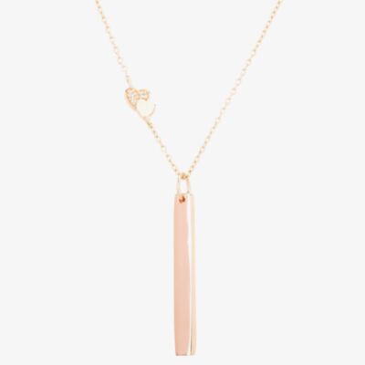 Isabella Verona Rose Gold tone Heart Station Bar Pendant NES-974-3