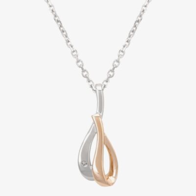 Silver Sparkle Two-Tone Looping Ribbons Pendant DP339CRG0.5(T)