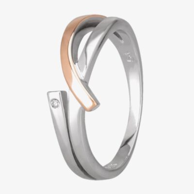 Silver Sparkle Two-Tone Looping Ribbons Ring DR339CRG2M(T)