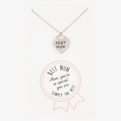 Sentiments Best Mum Engraved Heart Pendant 13788