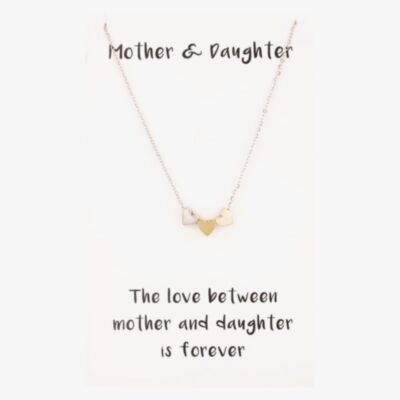 Sentiments Mother and Daughter Multi-Tone Heart Charm Necklace 18791