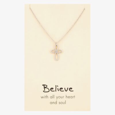 Sentiments Believe With All Your Heart and Soul Palm Cross 17485