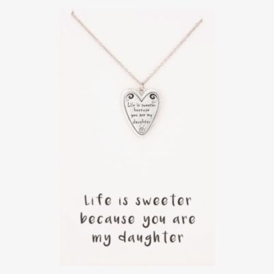 Sentiments Life Is Sweeter Daughter Heart Pendant 11408