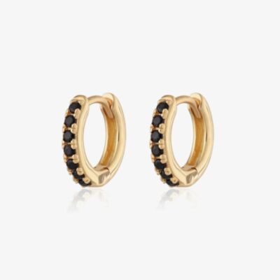 Scream Pretty 18ct Gold Plated Black Cubic Zirconia Huggie Hoop Earrings SPESGS52-PV