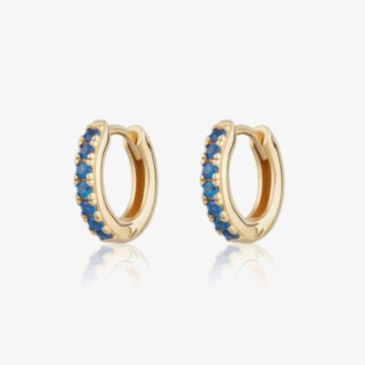 Scream Pretty 18ct Gold Plated Rhodium Plated Blue Cubic Zirconia Huggie Hoop Earrings SPG-190