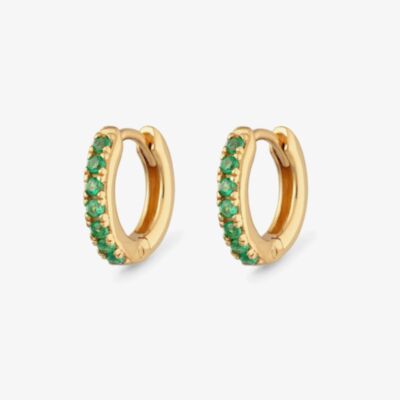 Scream Pretty 18ct Gold Plated Green Cubic Zirconia Huggie Hoop Earrings SPESGS185