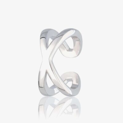 Scream Pretty Silver Rhodium Plated Cross Over Single Ear Cuff Earrings SPECSS179