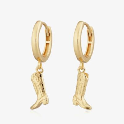 Scream Pretty 18ct Gold Plated Plated Cowboy Boot Charm Hoop Earrings SPG-160