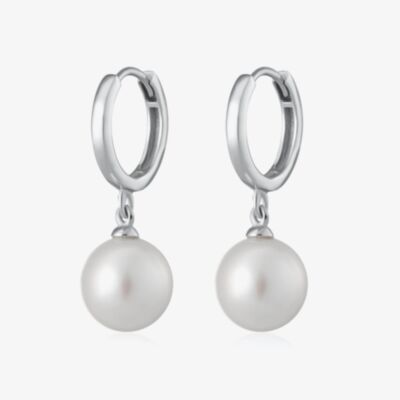 Scream Pretty Silver Rhodium Plated Pearl Drop Hoop Earrings SPEDSS42
