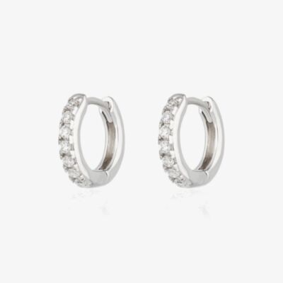 Scream Pretty Silver Rhodium Plated Cubic Zirconia Huggie Hoop Earrings SPESSS48-PV