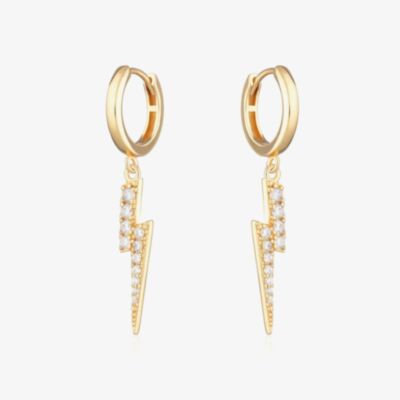 Scream Pretty 18ct Gold Plated Cubic Zirconia Lightning Hoop Earrings SPG-259