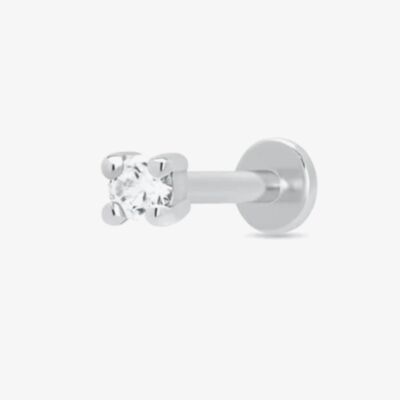 Scream Pretty Silver Rhodium Plated Round Cubic Zirconia Single Stud Earrings SPS-33