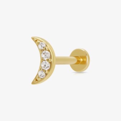 Scream Pretty 18ct Gold Plated Cubic Zirconia Moon Single Stud Earrings SPG-47a