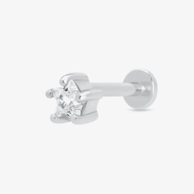 Scream Pretty Silver Rhodium Plated Cubic Zirconia Single Star Stud Earrings SPS-4a