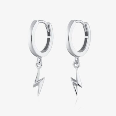 Scream Pretty Silver Rhodium Plated Lightning Bolt Hoop Earrings SPS-166
