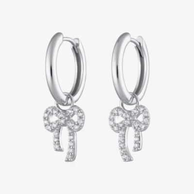 Scream Pretty Silver Rhodium Plated Cubic Zirconia Bow Hoop Earrings SPS-194-276a
