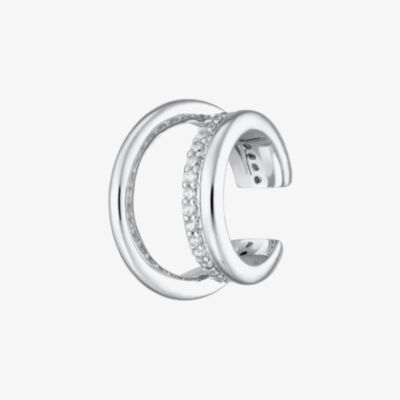 Scream Pretty Silver Rhodium Plated Cubic Zirconia Illusion Triple Band Ear Cuff Earrings SPS-168