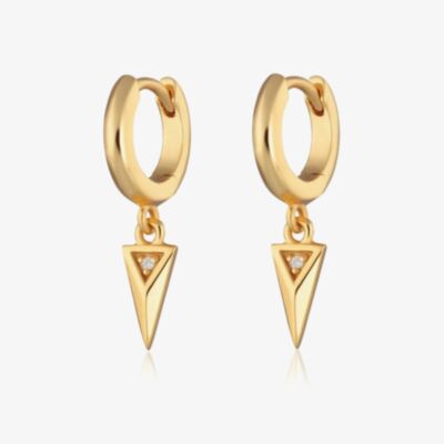 Scream Pretty Rebel 18ct Gold Plated Cubic Zirconia Charm Hoop Earrings SPG-203a