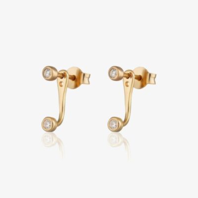 Scream Pretty 18ct Gold Plated Round Cubic Zirconia Ear Jacket Earrings SPG-233a