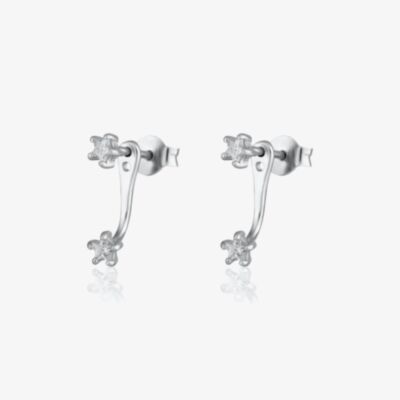 Scream Pretty Silver Rhodium Plated Cubic Zirconia Star Ear Jacket Earrings SPS-213