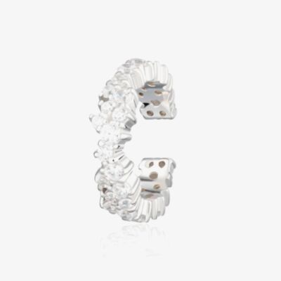 Scream Pretty Silver Rhodium Plated Stardust Cubic Zirconia Single Ear Cuff Earrings SPS-265