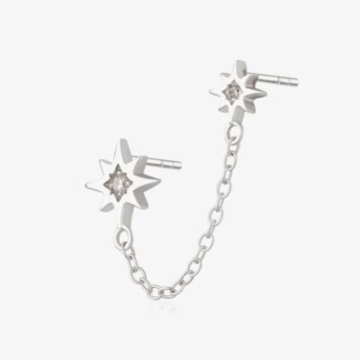 Scream Pretty Hannah Martin Interstellar Silver Chained Star Two Stud Single Earrings SPS-352