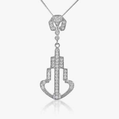 V Jewellery Silver Deco Cubic Zirconia Pendant 