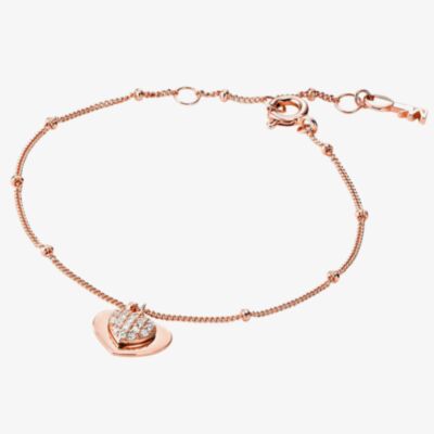 Michael Kors Kors Love 14ct Rose Gold Plated Heart Bracelet MKC1118AN791