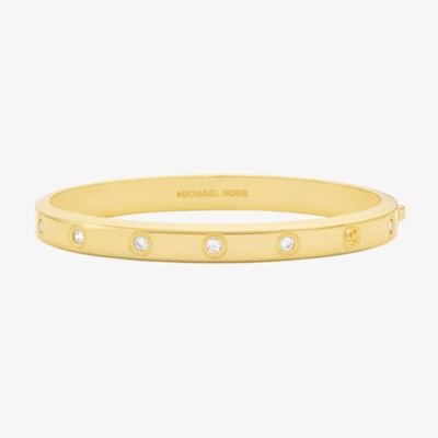 Michael Kors Yellow Gold Tone Plated Cubic Zirconia Logo Bangle MKJ8650710