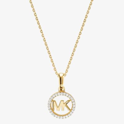 Michael Kors Custom 14ct Gold Plated Logo Starter Necklace MKC1108AN710