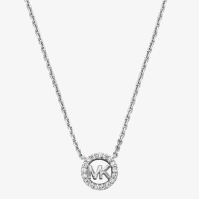 Michael Kors Silver Round MK Cubic Zirconia Necklace MKC1726CZ040