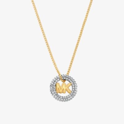 Michael Kors Gold Tone Cubic Zirconia Logo Necklace MKJ8546931