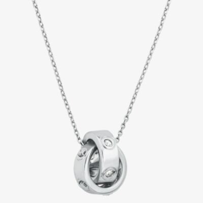 Michael Kors Silver Tone Plated Cubic Zirconia Interlocking Pendant MKJ8654040